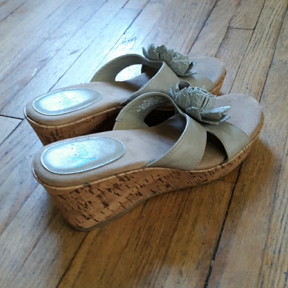 Yuu Shoes - Wedges Genuine Leather Sandals Cork Look 7.5